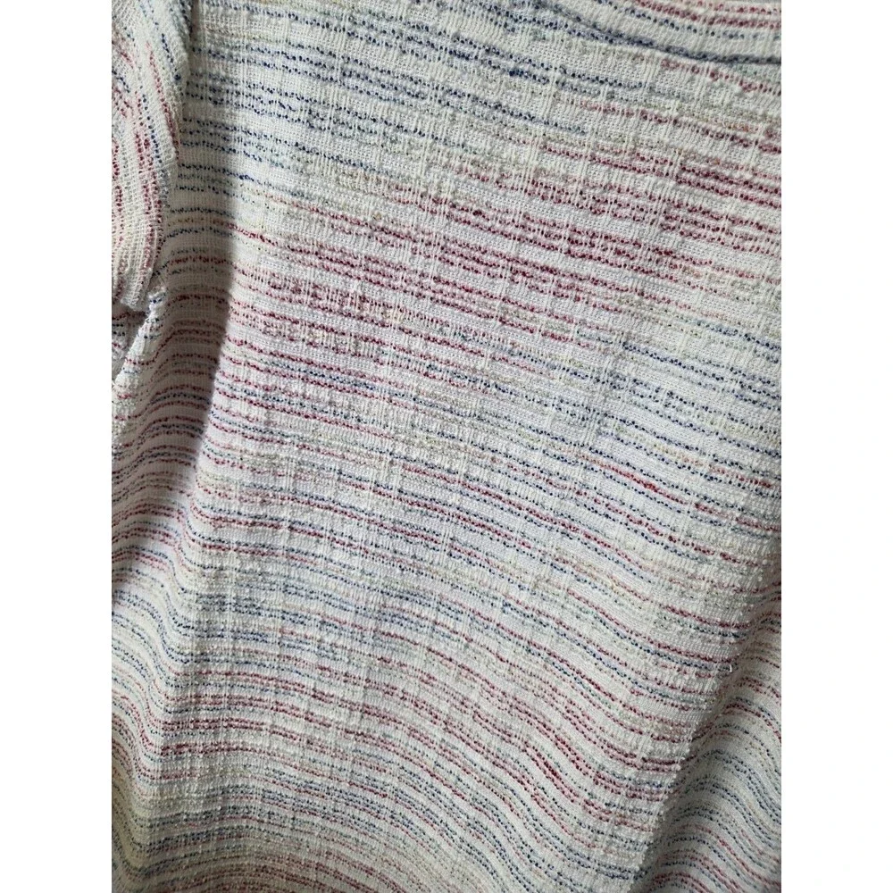 LOFT Ivory Multicolor Striped Puff Sleeve Knit Top Size XS